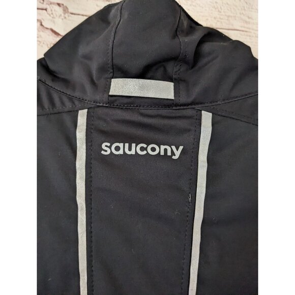 Saucony Men's Jacket Black Full Zip Flex Shell Run Shield Windbreaker Hologram L - Picture 7 of 12